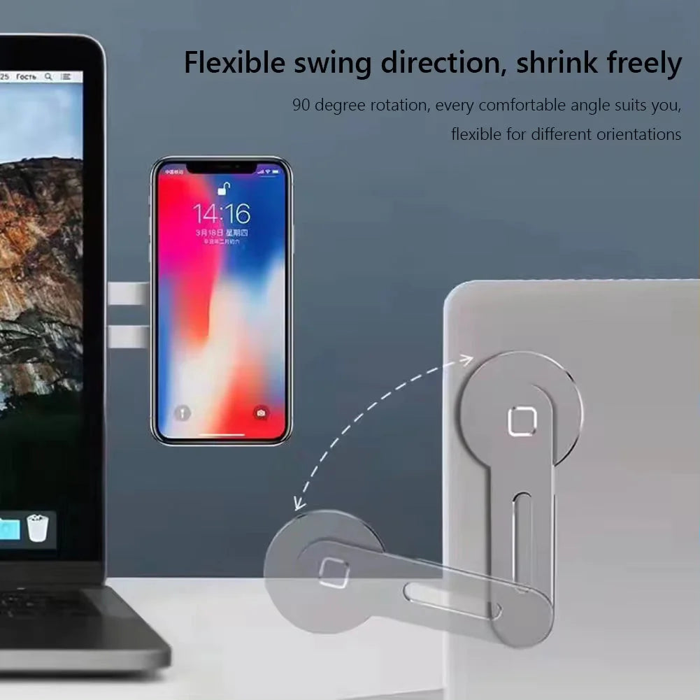 Magnetic Metal Phone Stand for Laptops & Tesla β Foldable Holder with 15W Fast Wireless Charging