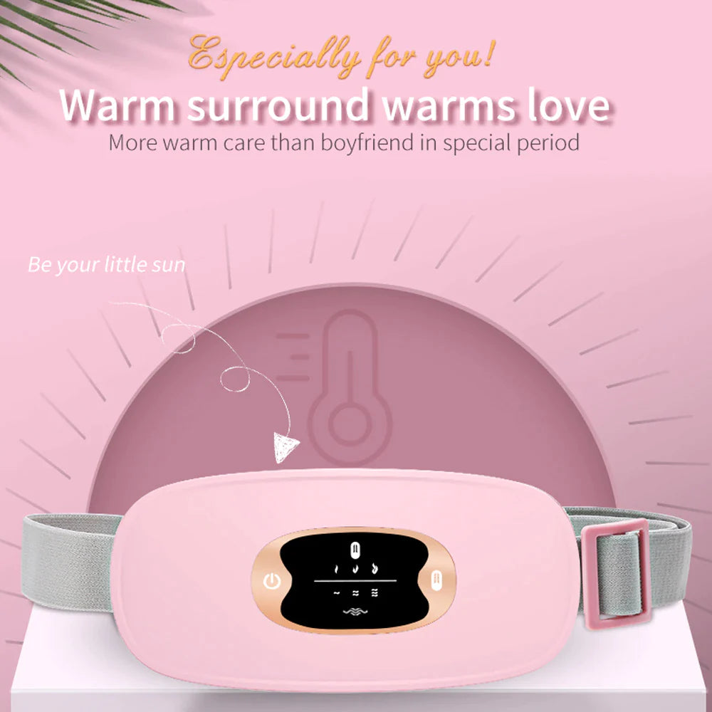 Electric Heating Menstrual Relief Belt – Vibrating Pad for Period Pain & Cramps