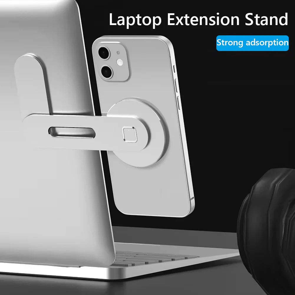 Magnetic Metal Phone Stand for Laptops & Tesla β Foldable Holder with 15W Fast Wireless Charging