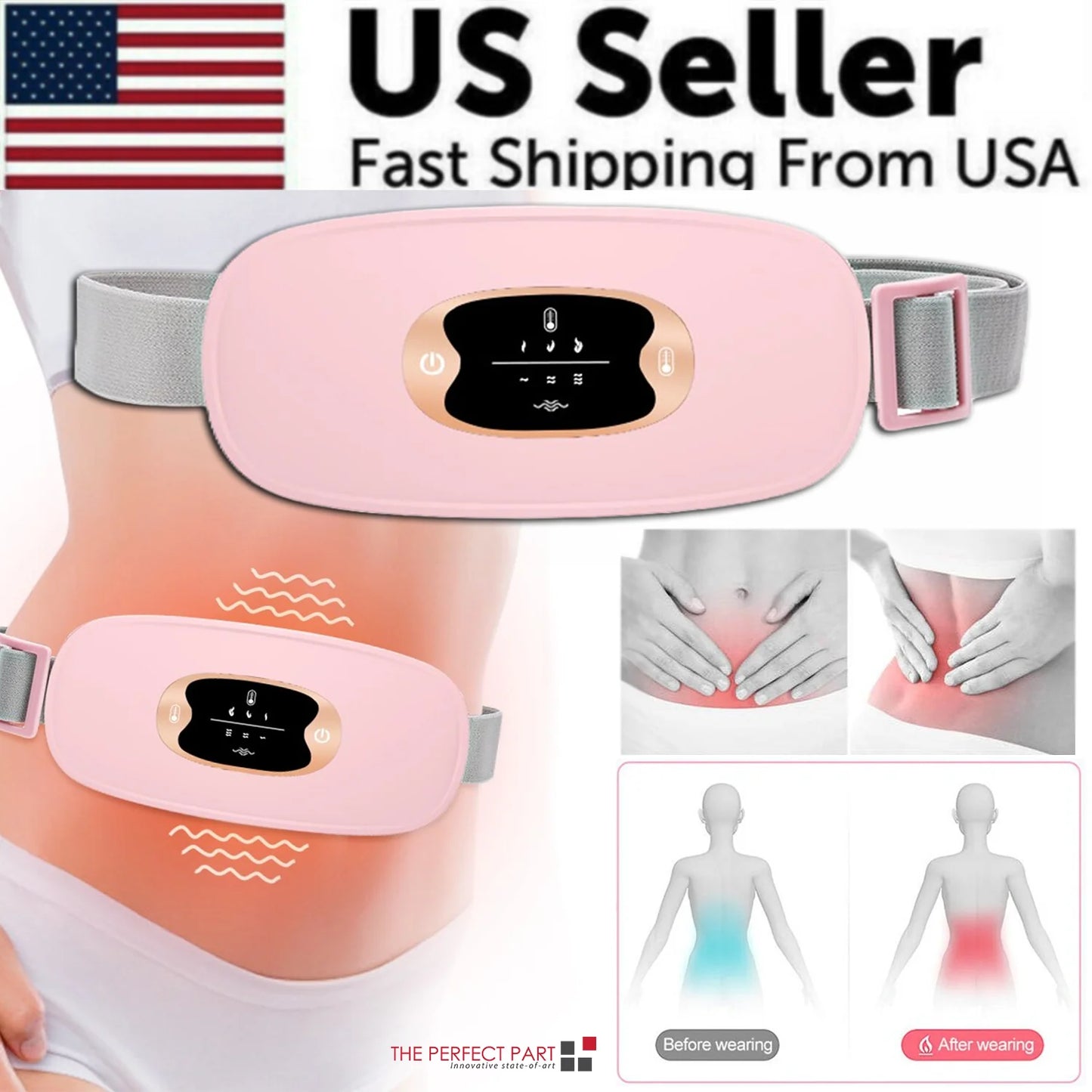 Electric Heating Menstrual Relief Belt – Vibrating Pad for Period Pain & Cramps