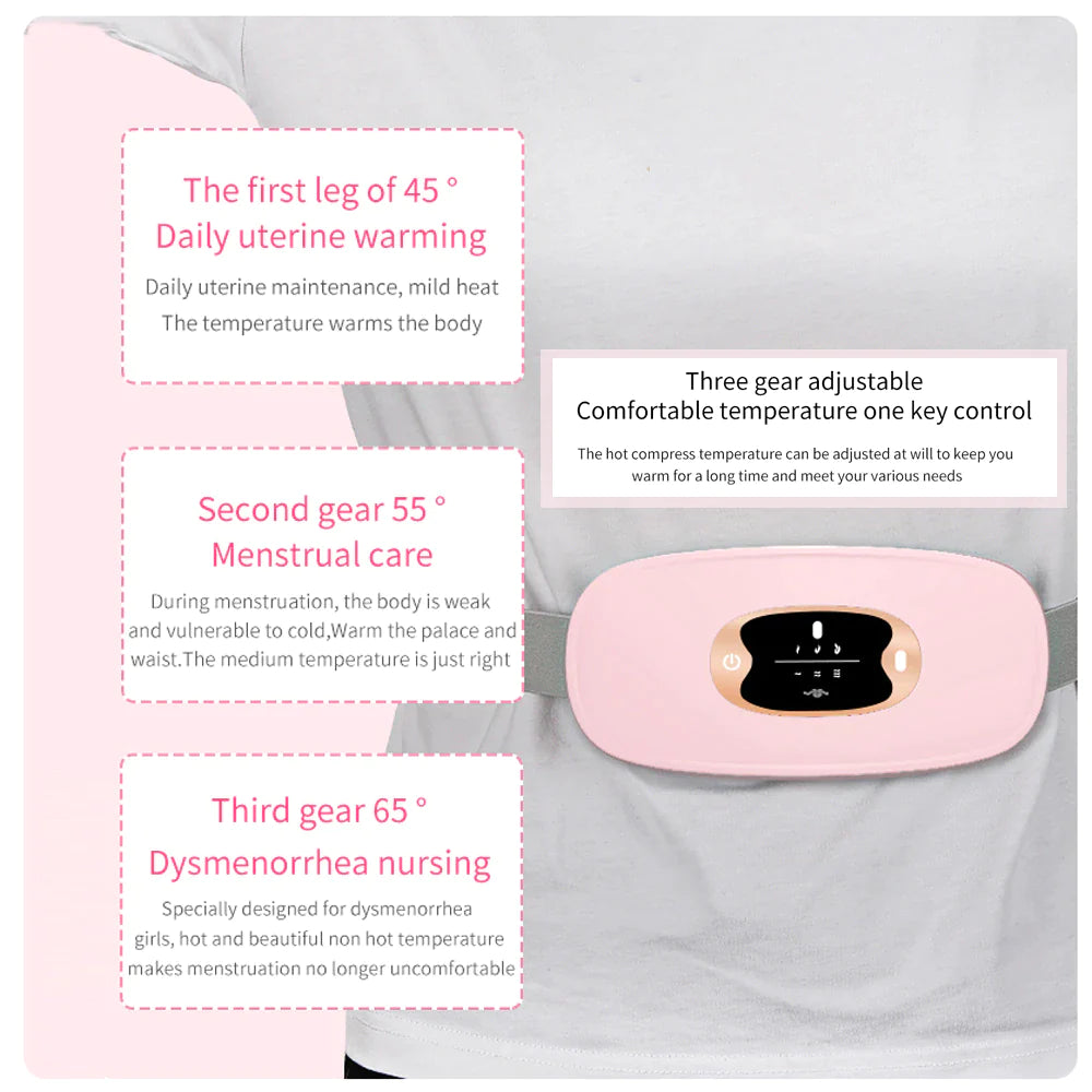 Electric Heating Menstrual Relief Belt – Vibrating Pad for Period Pain & Cramps