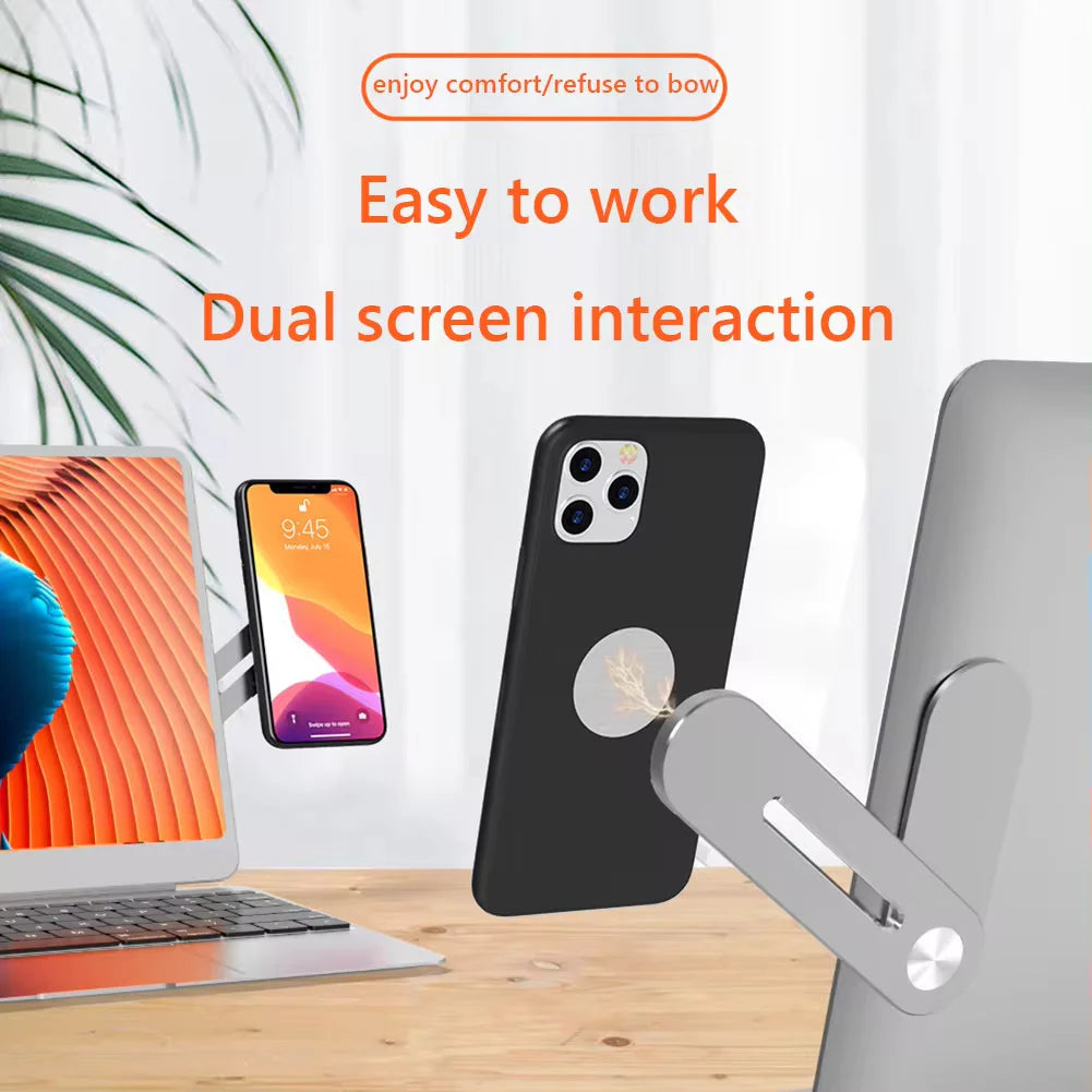 Magnetic Metal Phone Stand for Laptops & Tesla β Foldable Holder with 15W Fast Wireless Charging