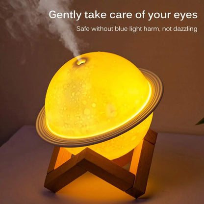 3D Moon Lamp Humidifier: Night Light, USB Rechargeable, 3 Colors, 330ml