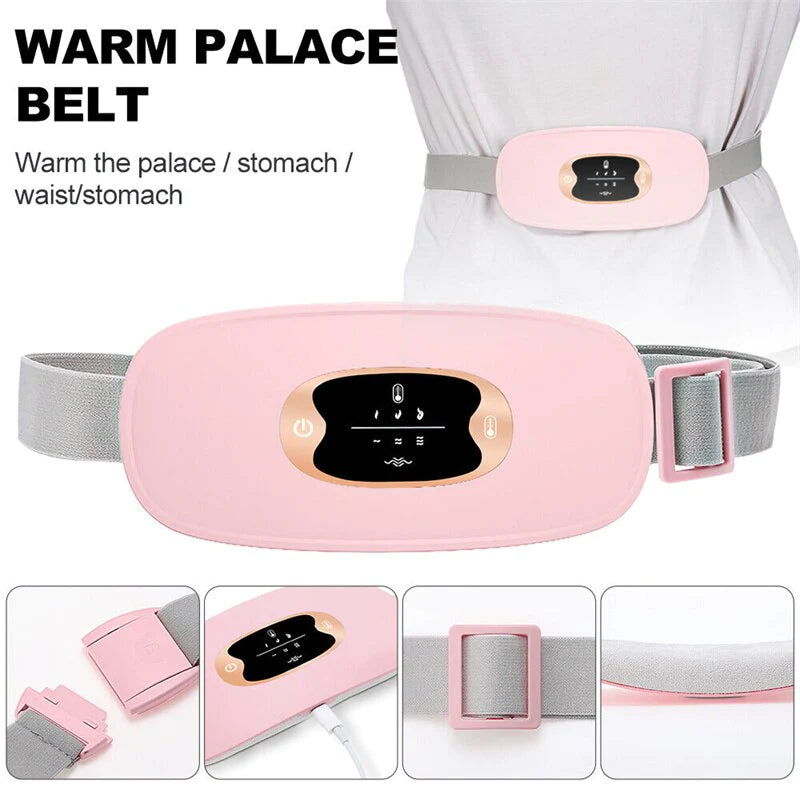  Electric Heating Menstrual Relief Belt – Vibrating Pad for Period Pain & Cramps