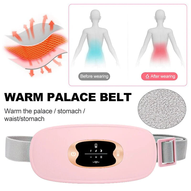  Electric Heating Menstrual Relief Belt – Vibrating Pad for Period Pain & Cramps