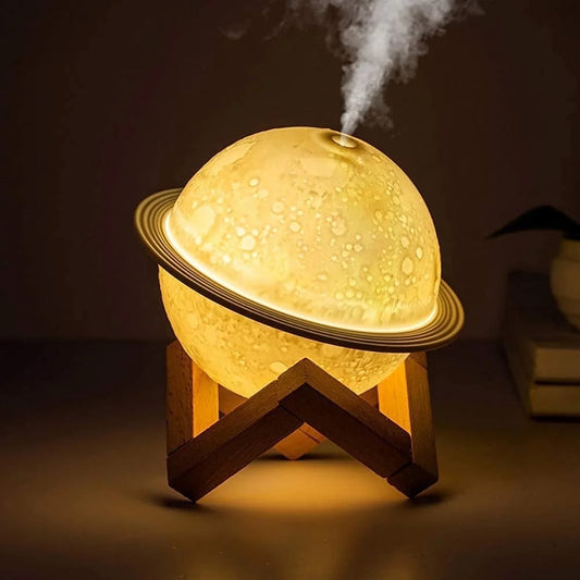 3D Moon Lamp Humidifier: Night Light, USB Rechargeable, 3 Colors, 330ml